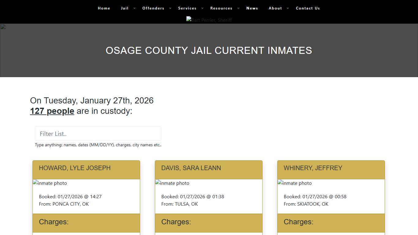 Osage County Jail Current Inmates – Osage County Sheriff's Office